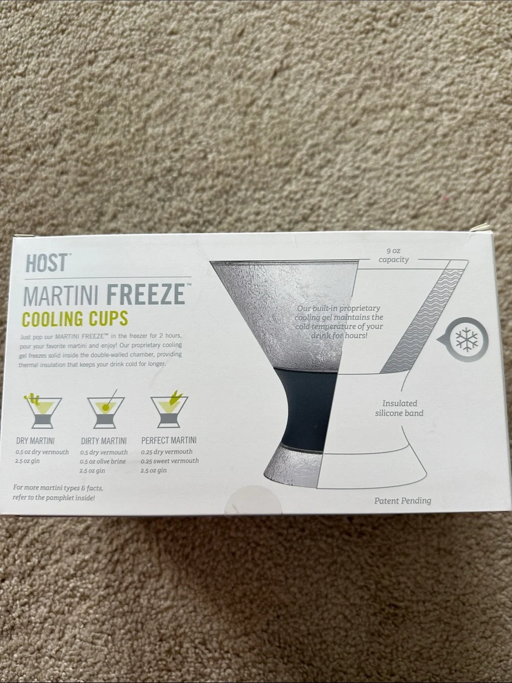 Ost Martini Freeze Cooling Cups with Black Bands (Set of 2)